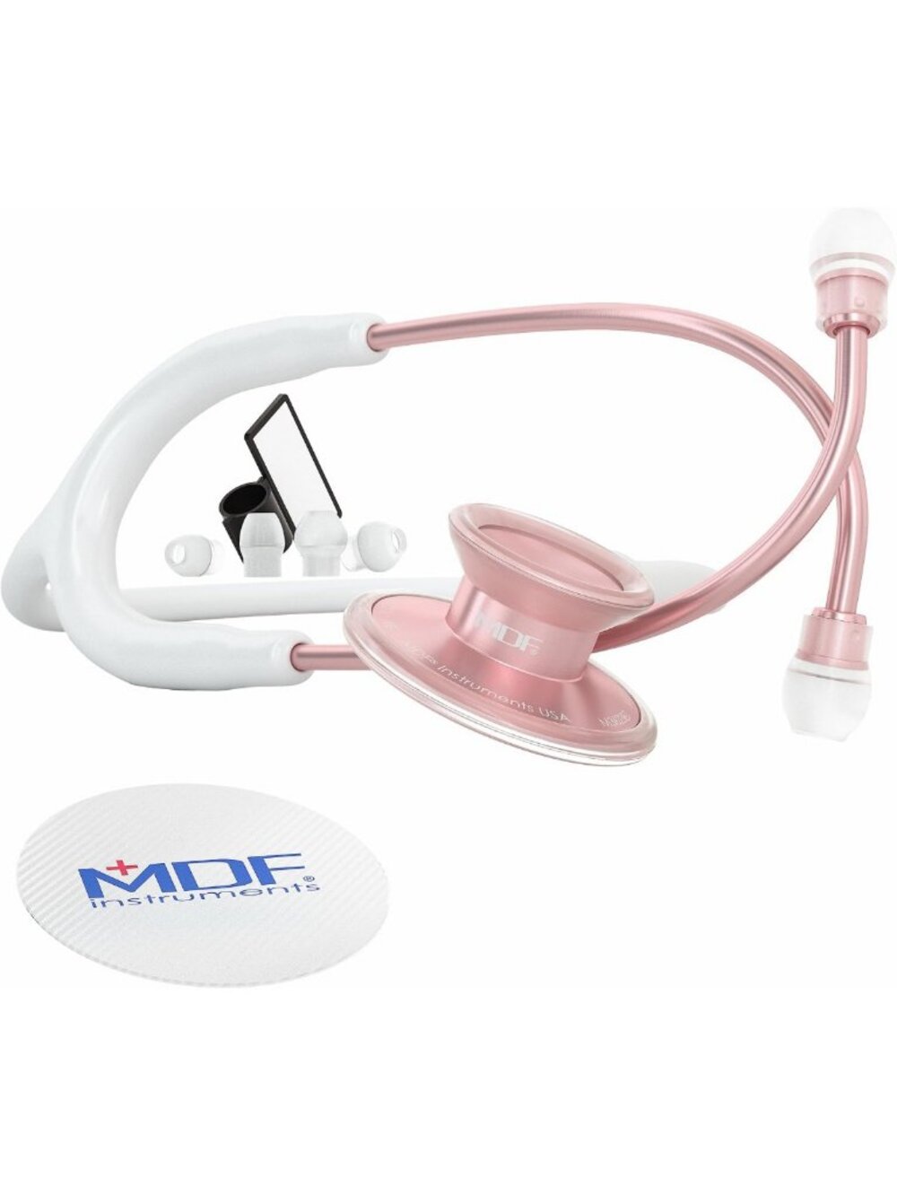 Lightweight Dual Head Stethoscope for Doctors & Nurses - White Tube, Rose Gold